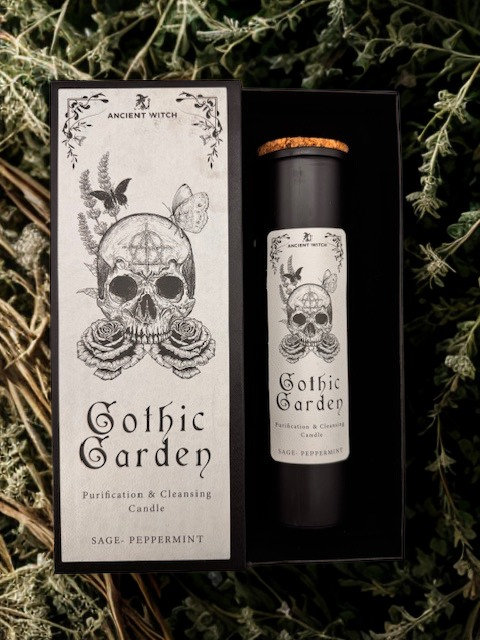 Ritualkerze „Gothic Garden“ – Salbei & Minze Magie für Reinigung & Energie