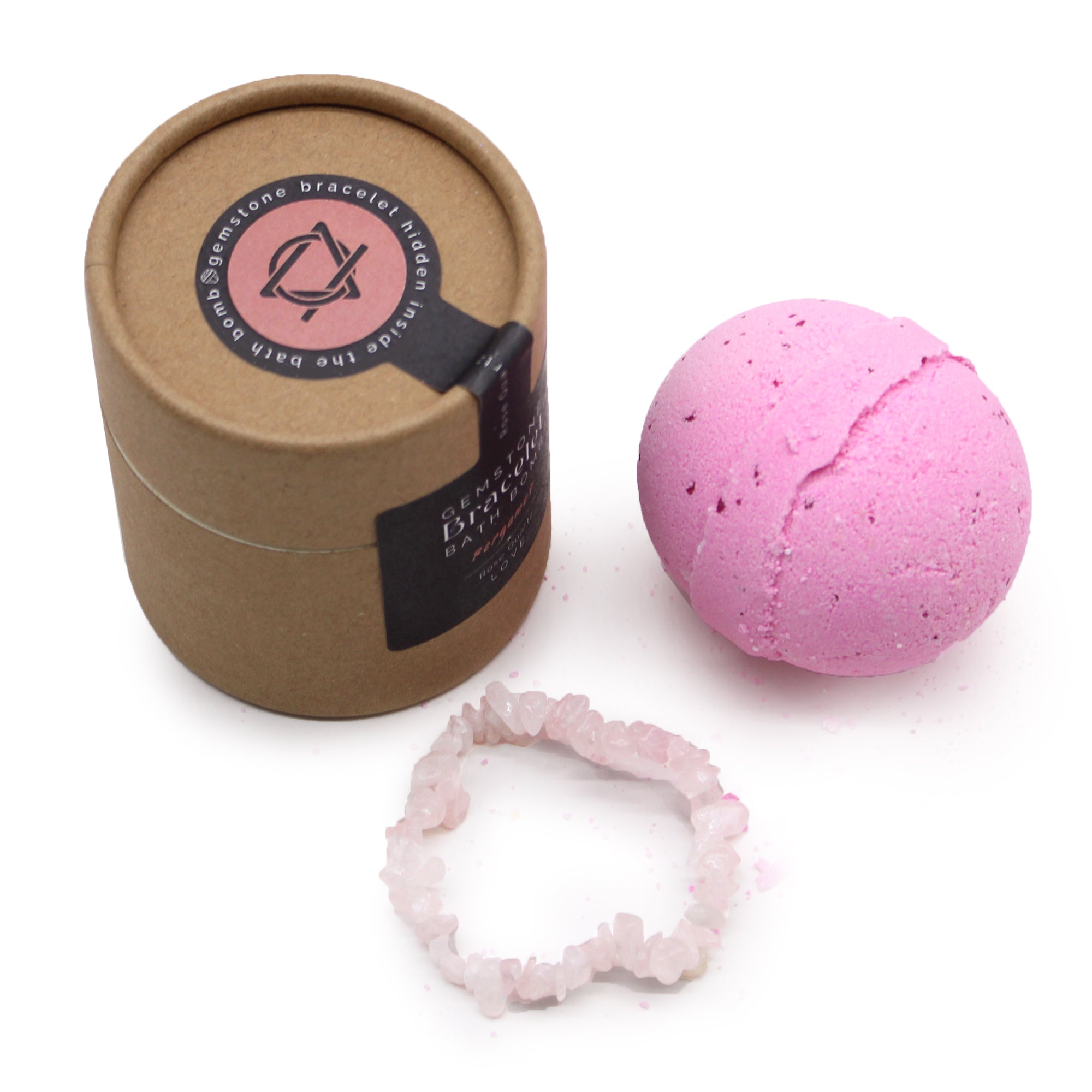 Kristallbad der Liebe – Badebombe mit Rosenquarz-Armband