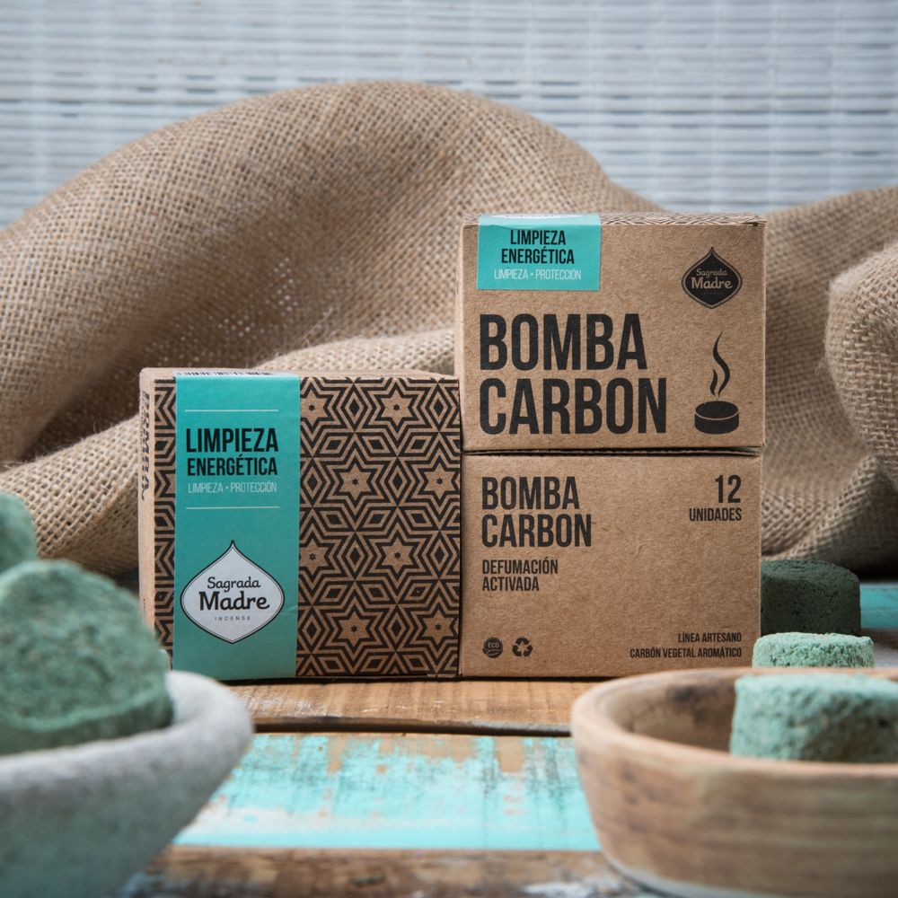 Sagrada Madre Räucherkohle „Energy Cleaning“ – 12er Pack (Handgemacht)