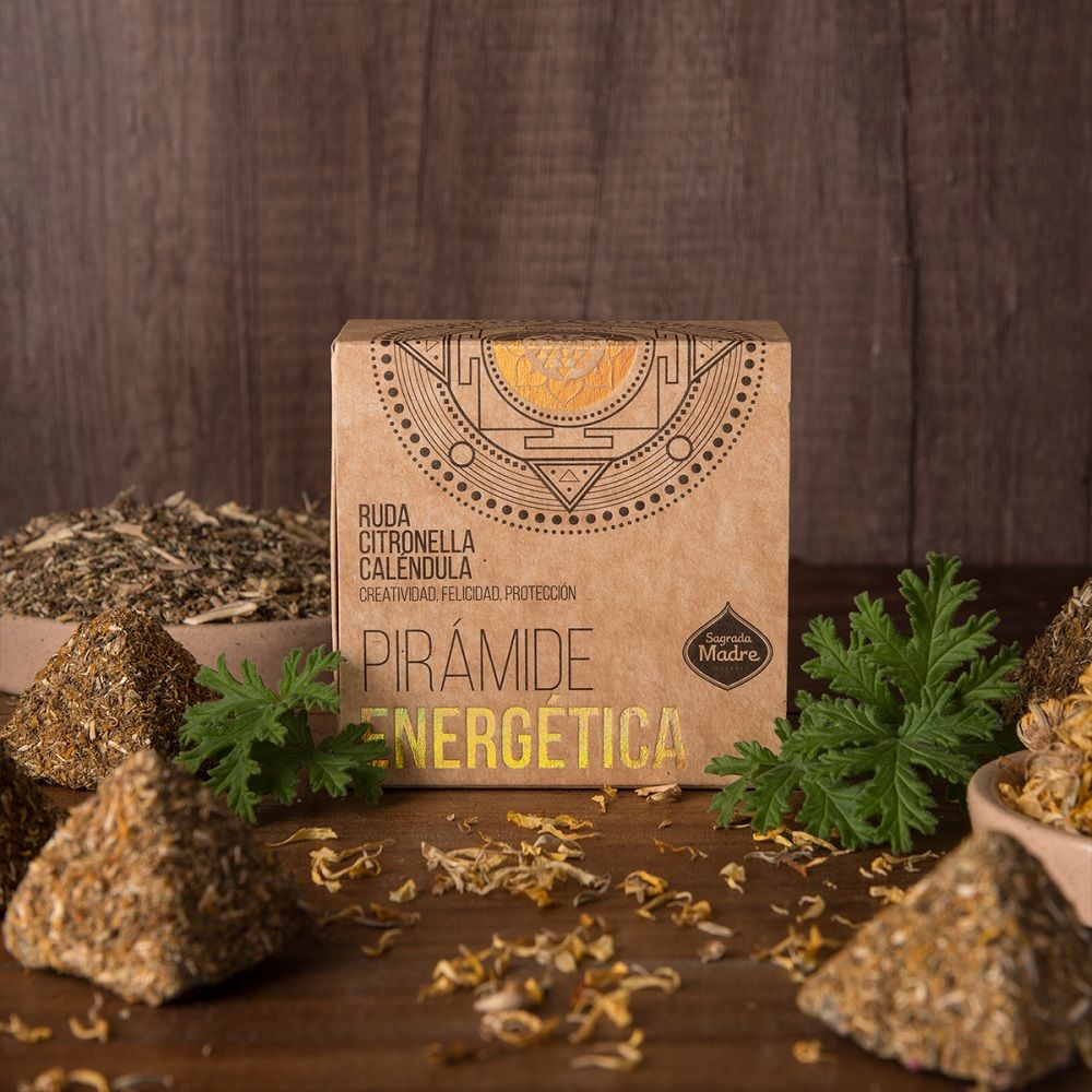 Sagrada Madre Energiepyramide-Räucherpyramiden-Citronella, Ringelblume & Weinraute| Schutz, Freude & kreative Energie