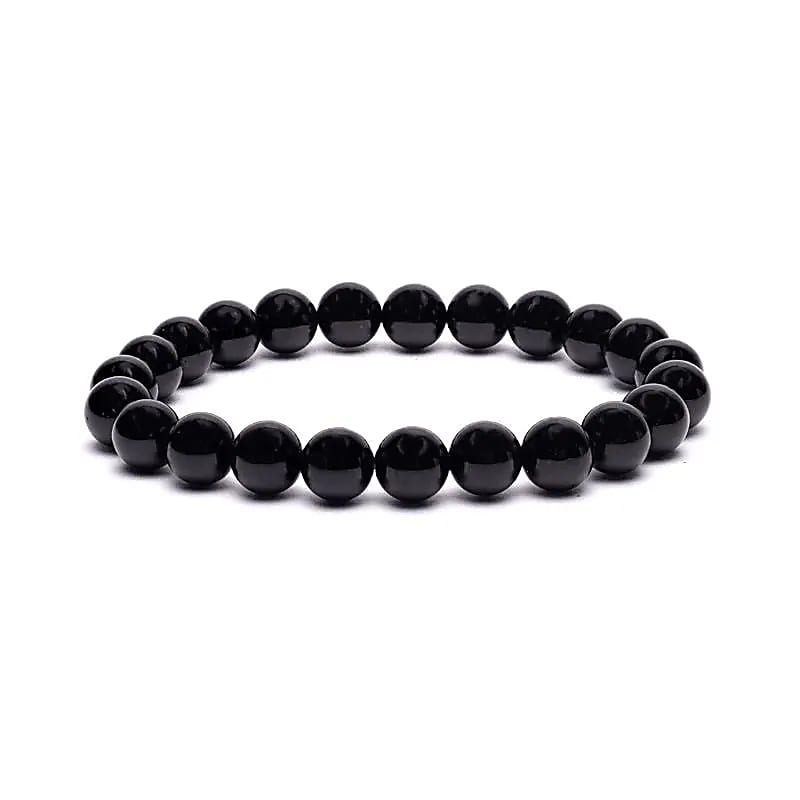 schwarzer Turmalin-Armband: Reinigung und Schutz 8mm Perlen Armband für breites Handgelenk