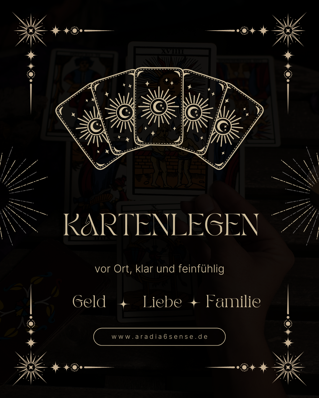 Kartenlegen bei Aradia Sixth Sense – vor Ort, klar und feinfühlig.