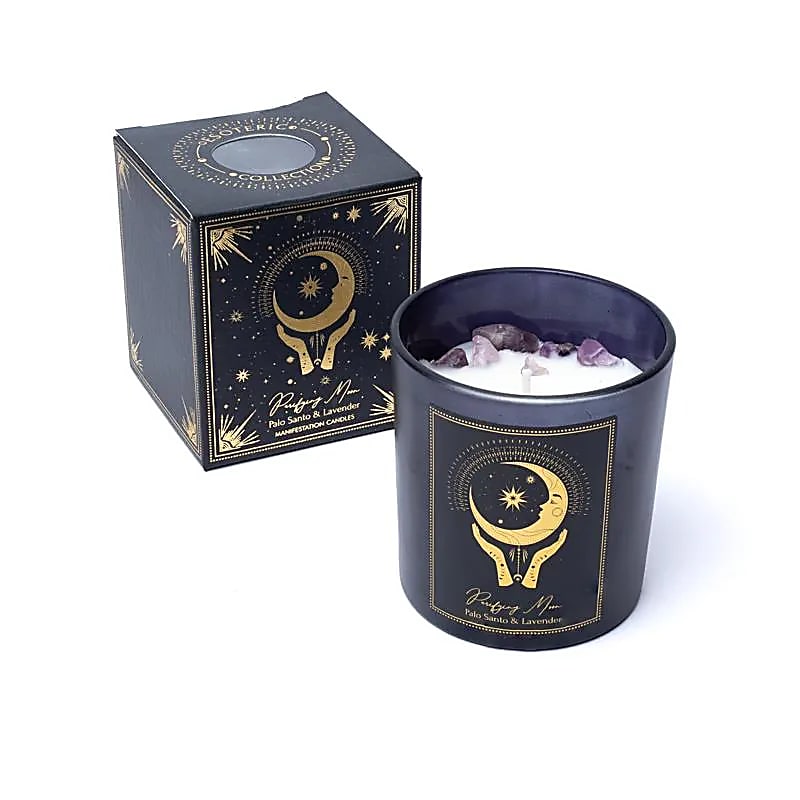 Manifestationskerze Reinigender Mond im Glas – Amethyst & Palo Santo