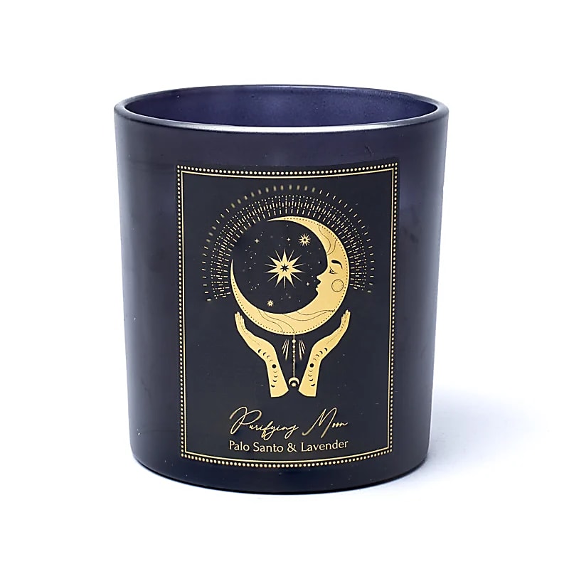 Manifestationskerze Reinigender Mond im Glas – Amethyst & Palo Santo