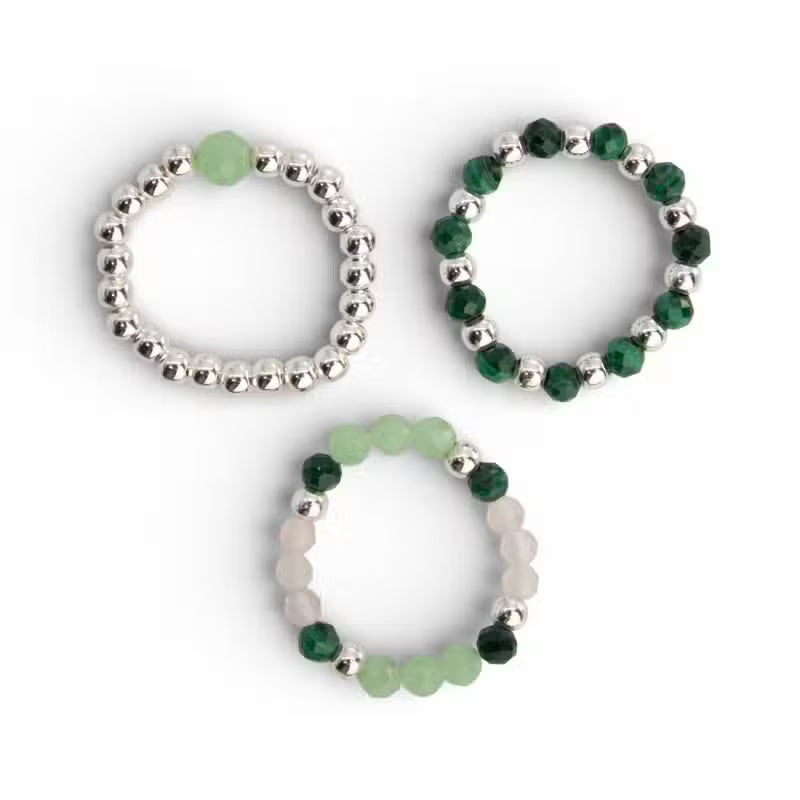Nymph Spirit Edelstein Ring Set Forest Spirit, Aventurin, Malachit und Rosenquarz
