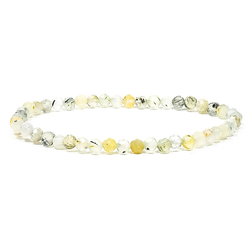 Prehnit Armband facettiert – elastisch | 4 mm Perlen | Herz & leise Willenskraft 🌿