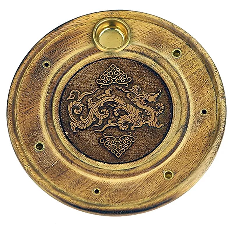 Räucherstäbchen- & Weihrauchkegelhalter „Drache“ aus Papri-Holz