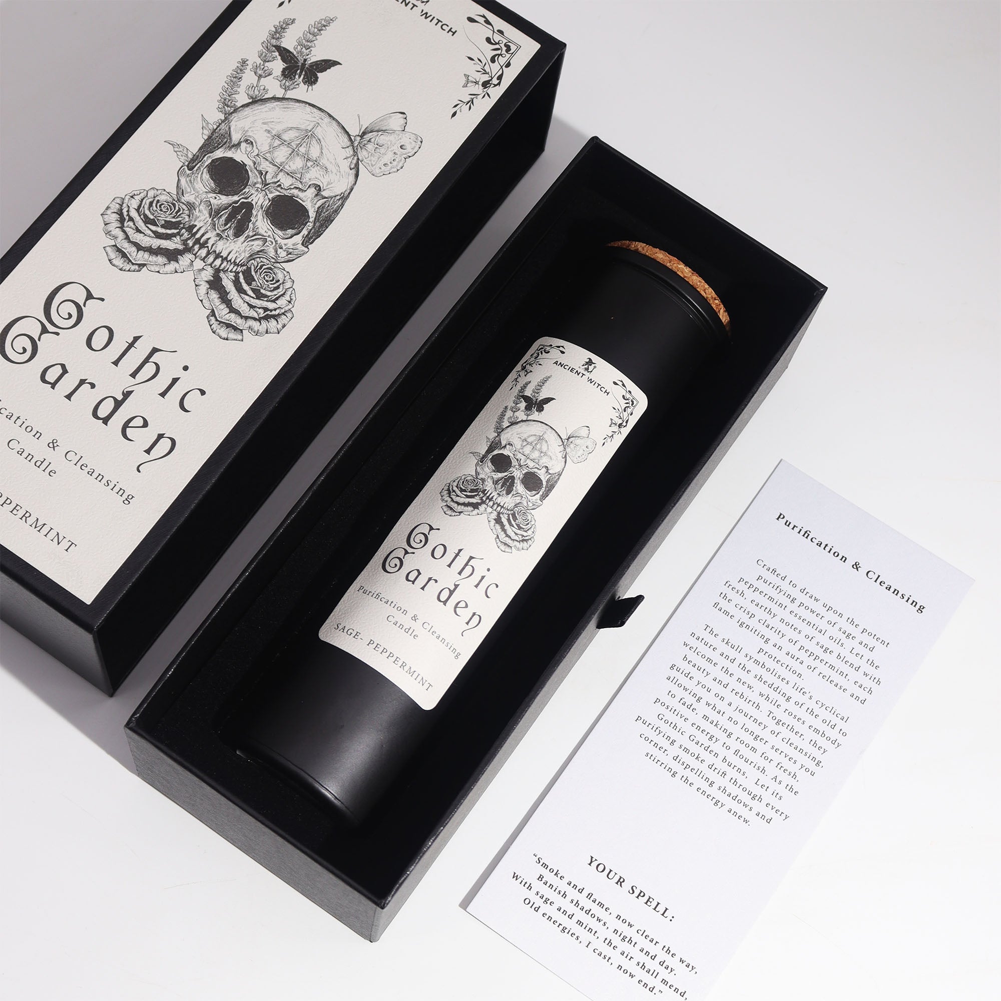 Ritualkerze „Gothic Garden“ – Salbei & Minze Magie für Reinigung & Energie