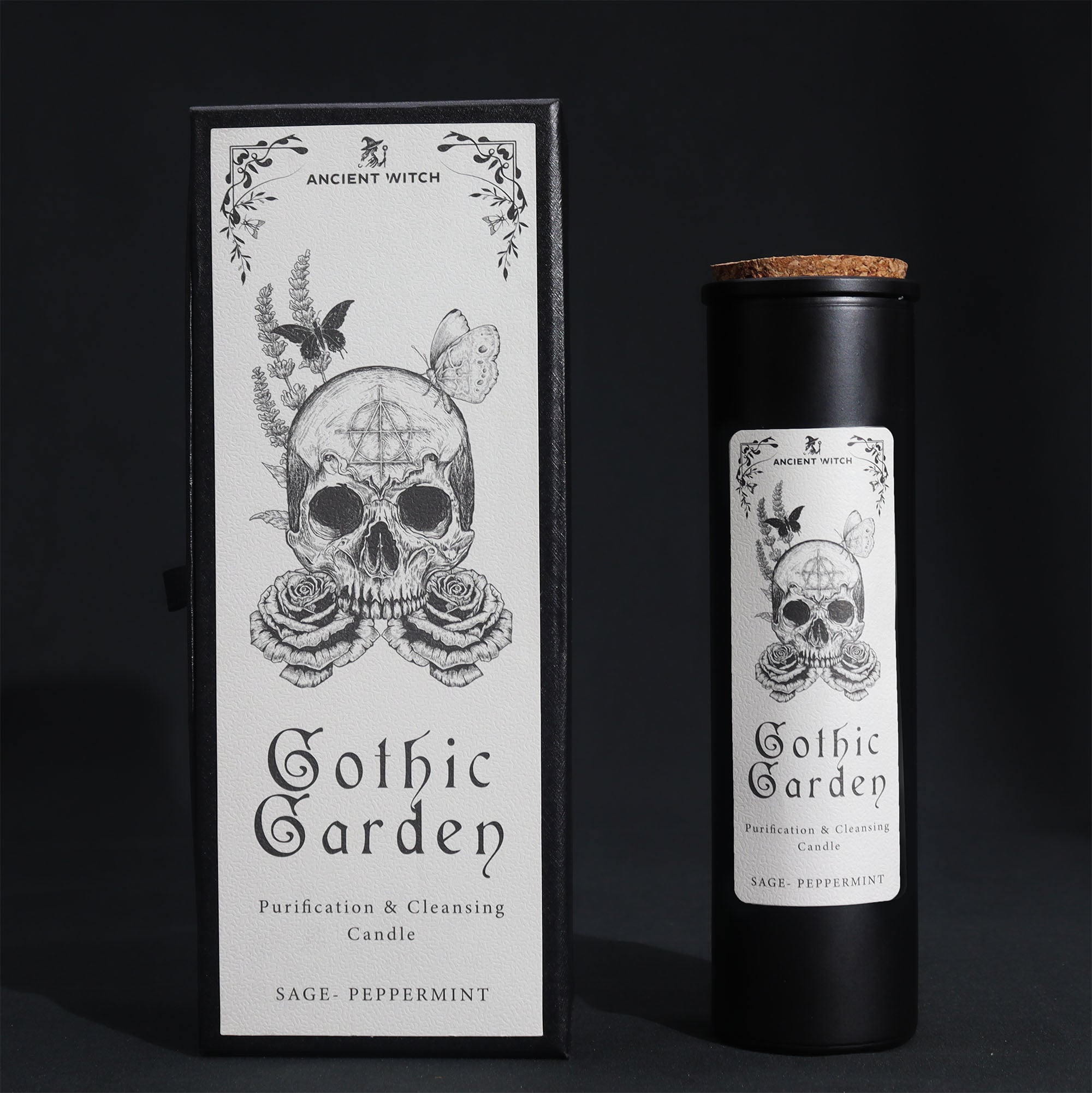 Ritualkerze „Gothic Garden“ – Salbei & Minze Magie für Reinigung & Energie