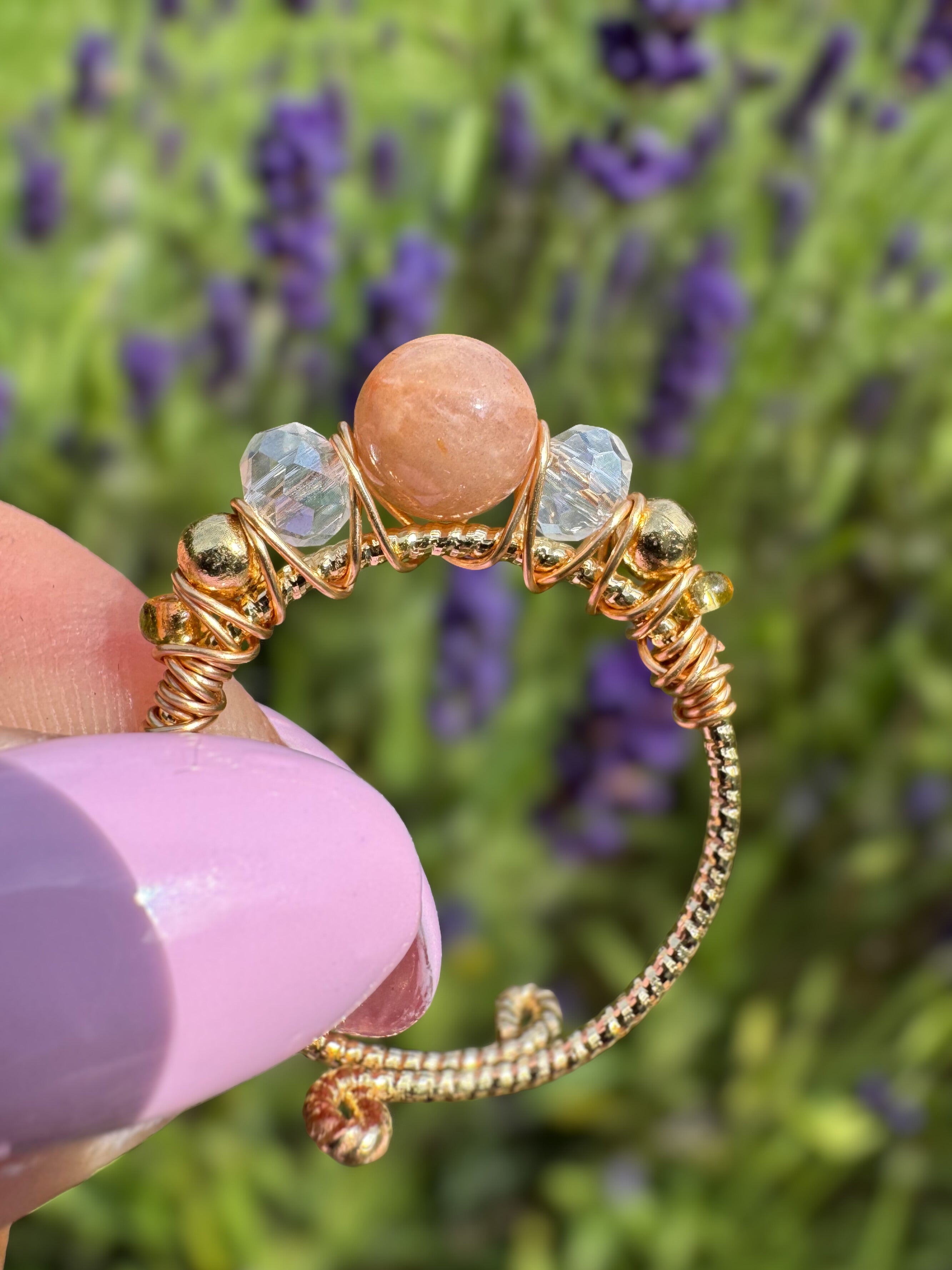 Verstellbarer Sonnenstein-Ring – Marquise Design, 18K vergoldet