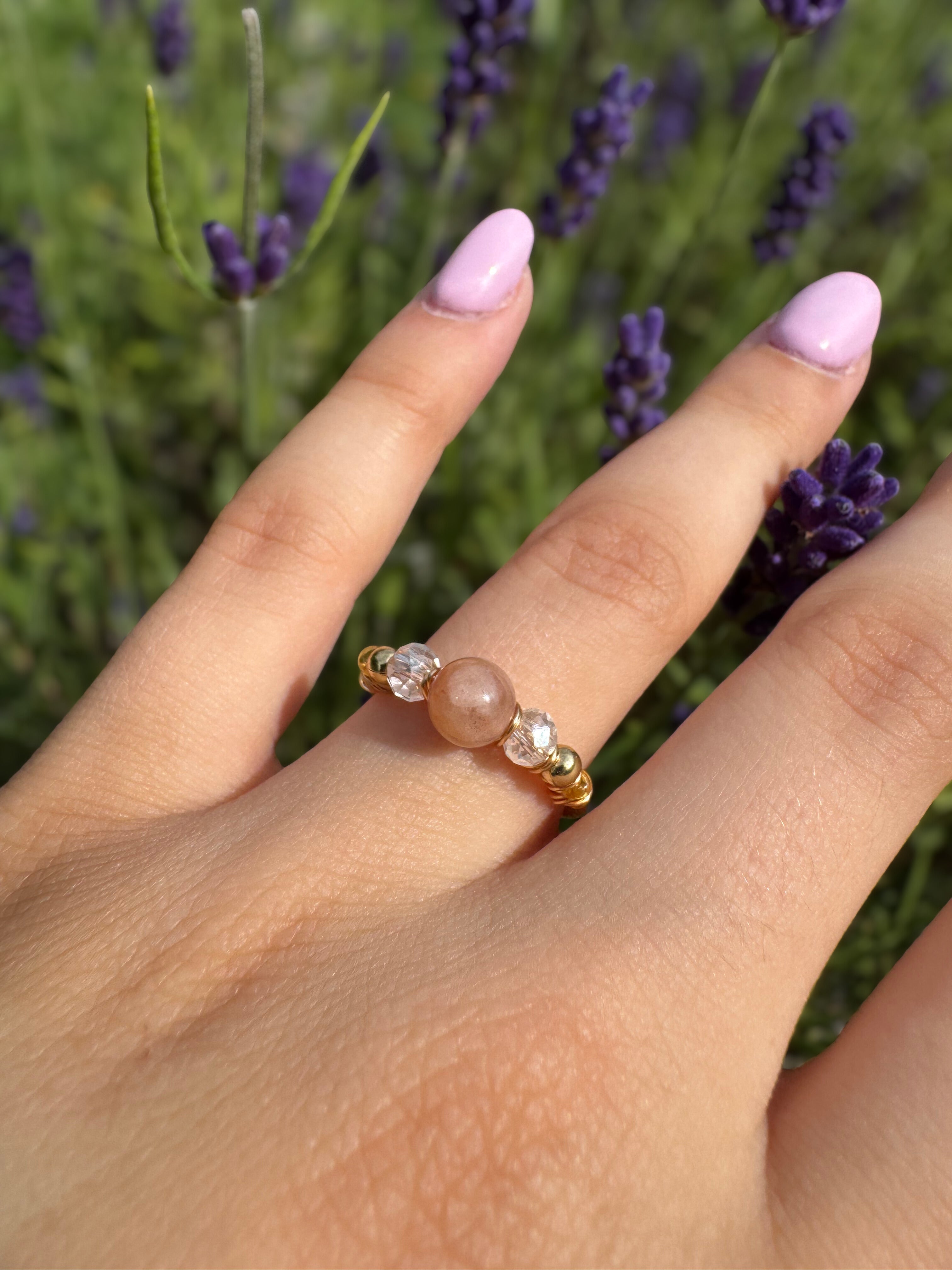Verstellbarer Sonnenstein-Ring – Marquise Design, 18K vergoldet