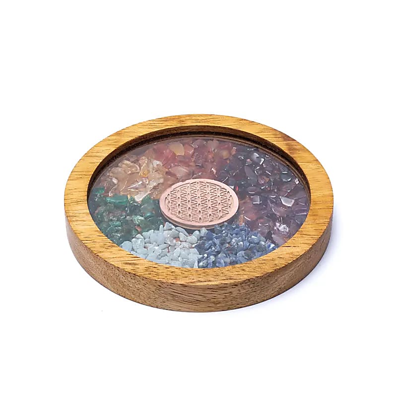 Chakren & Blume des Lebens Untersetzer aus Holz