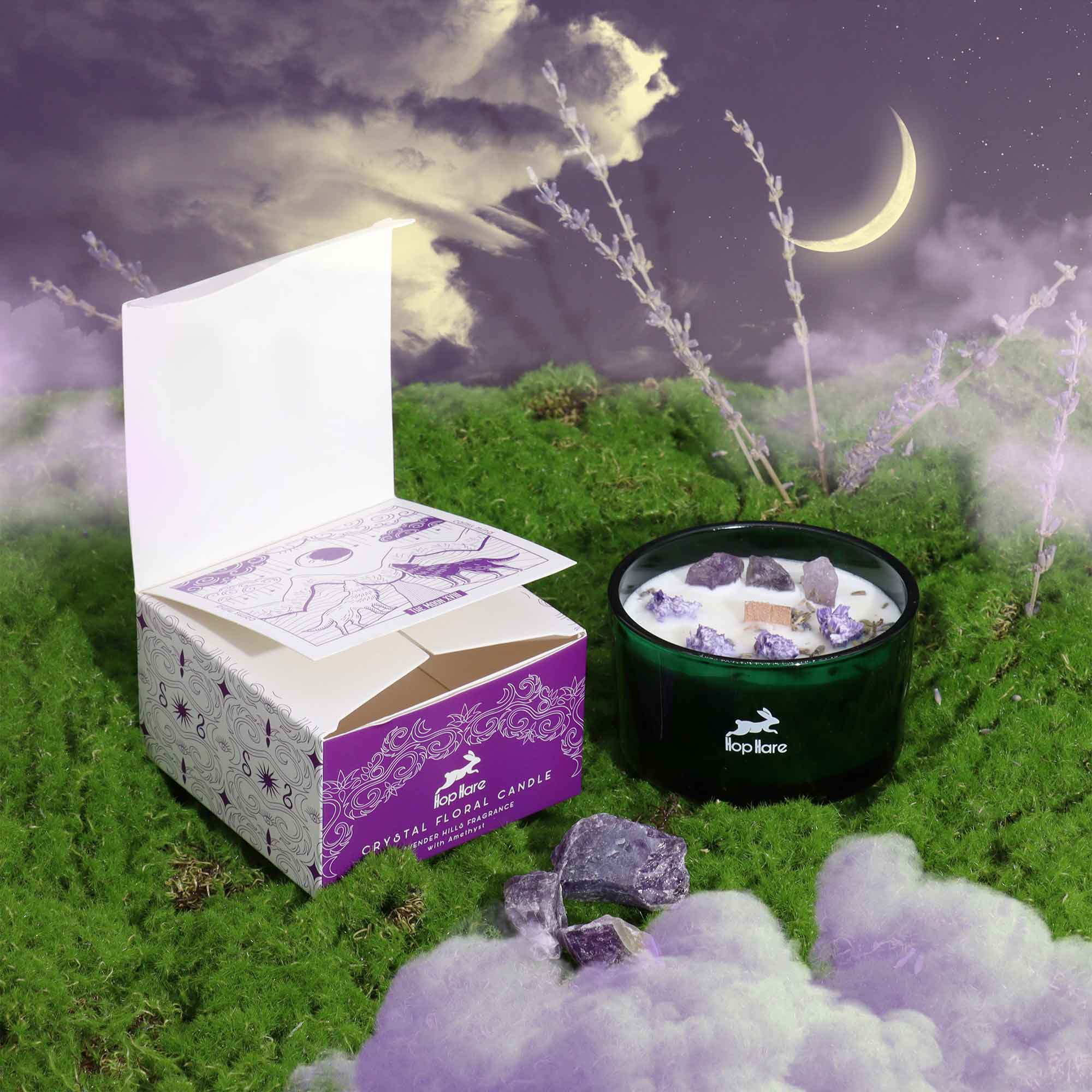 The Moon – Kristallkerze mit Amethyst & Lavendel