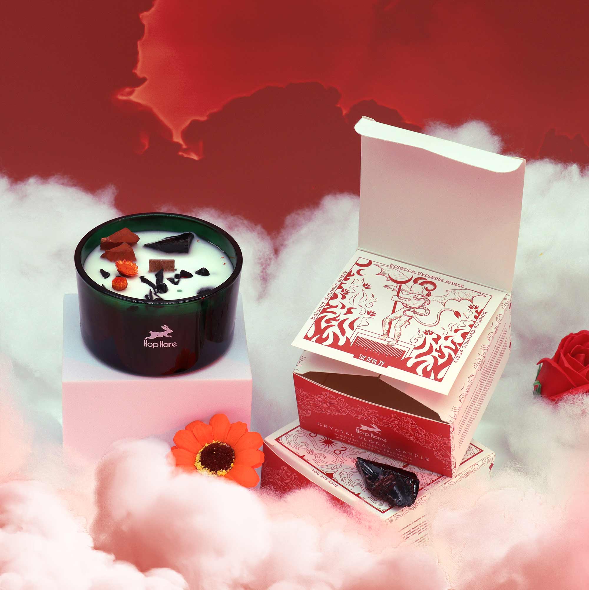 The Devil – Magische Kristallkerze mit Jaspis & Achat
