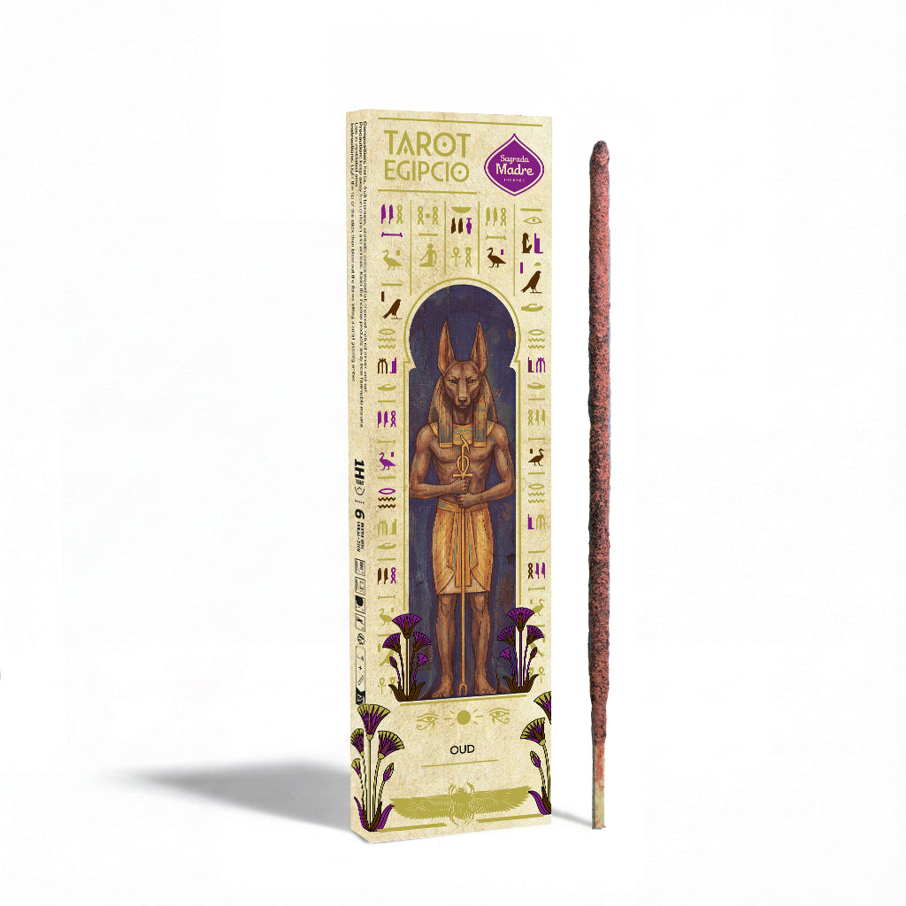 Sagrada Madre | Ägyptisches Tarot Oud Räucherstäbchen mit 2 Tarotkarten | Intuition & Mysterium