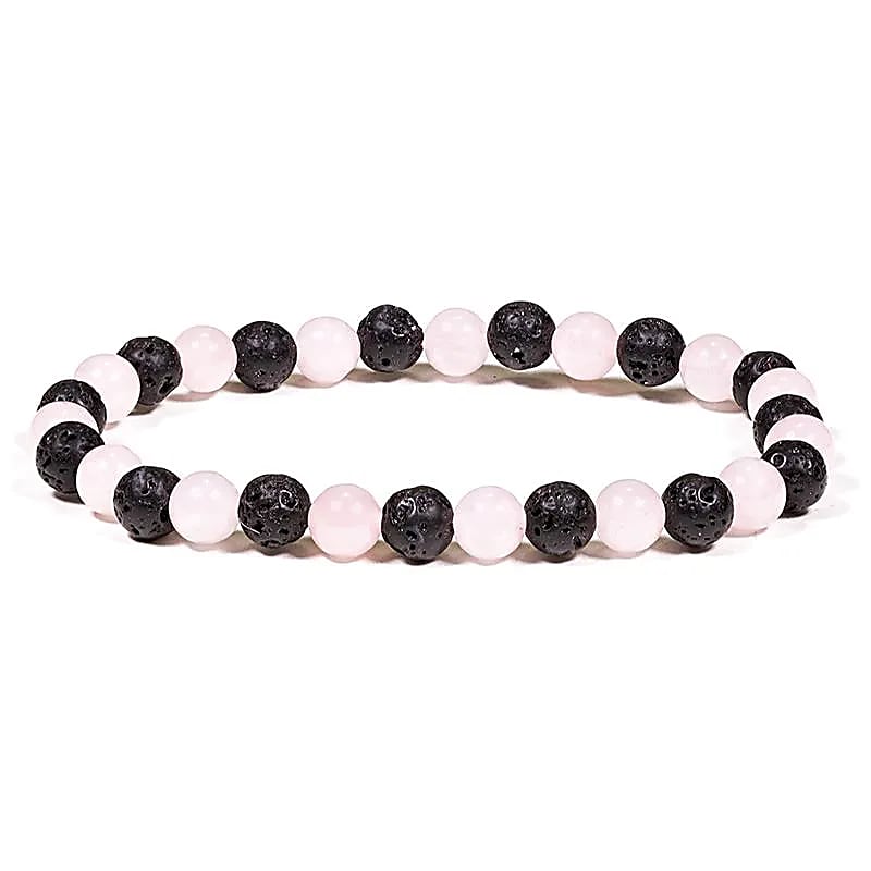 Armband „Lava & Rosenquarz“ – Erdung, Stärke & Herzenergie