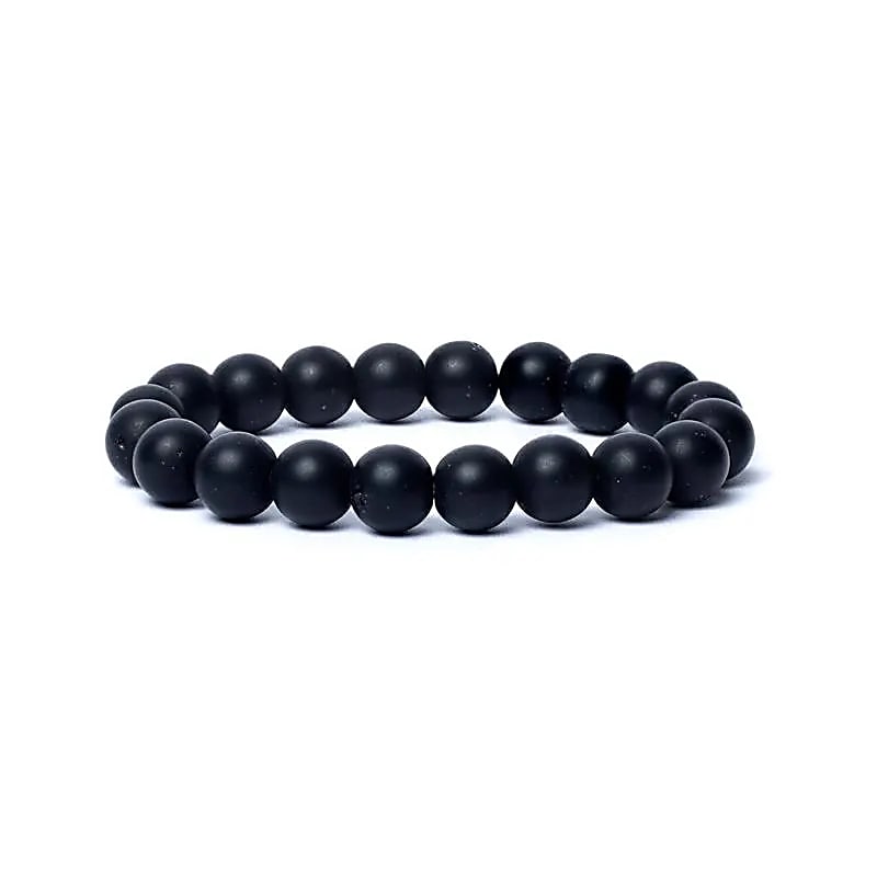 🖤 Armband „Schwarzer Onyx“ mattiert – AA Qualität (elastisch)