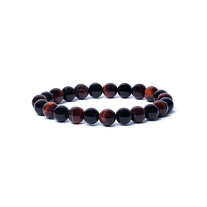 Armband Schwarzer Onyx & Rotes Tigerauge – AA-Qualität | elastisch | 8 mm Perlen | Schutz & innere Stärke 🖤🔥