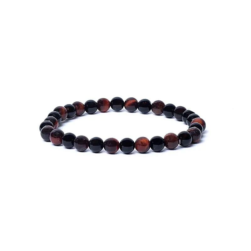 Armband Schwarzer Onyx & Rotes Tigerauge – AA-Qualität | elastisch | 6 mm Perlen | Schutz & innere Stärke 🖤🔥