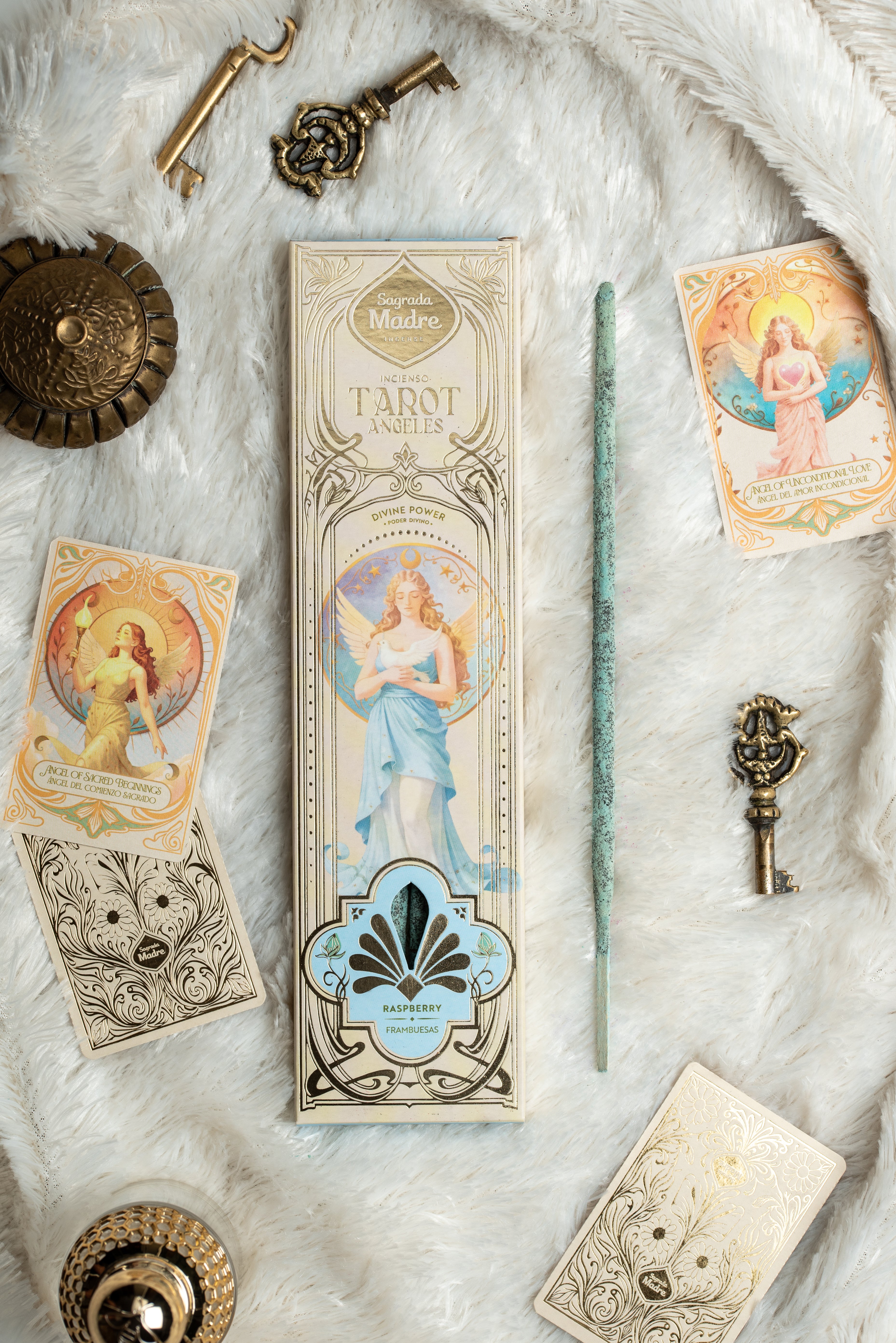 Sagrada Madre Divine Power Angels Tarot Raspberry, Räucherstäbchen mit zwei zufälligen Engelkarten