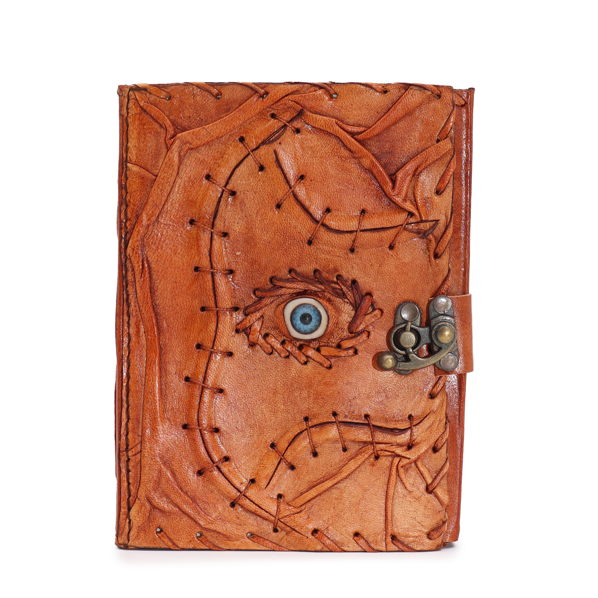 Schutzblick – Lederjournal mit Evil Eye – Hellbraun