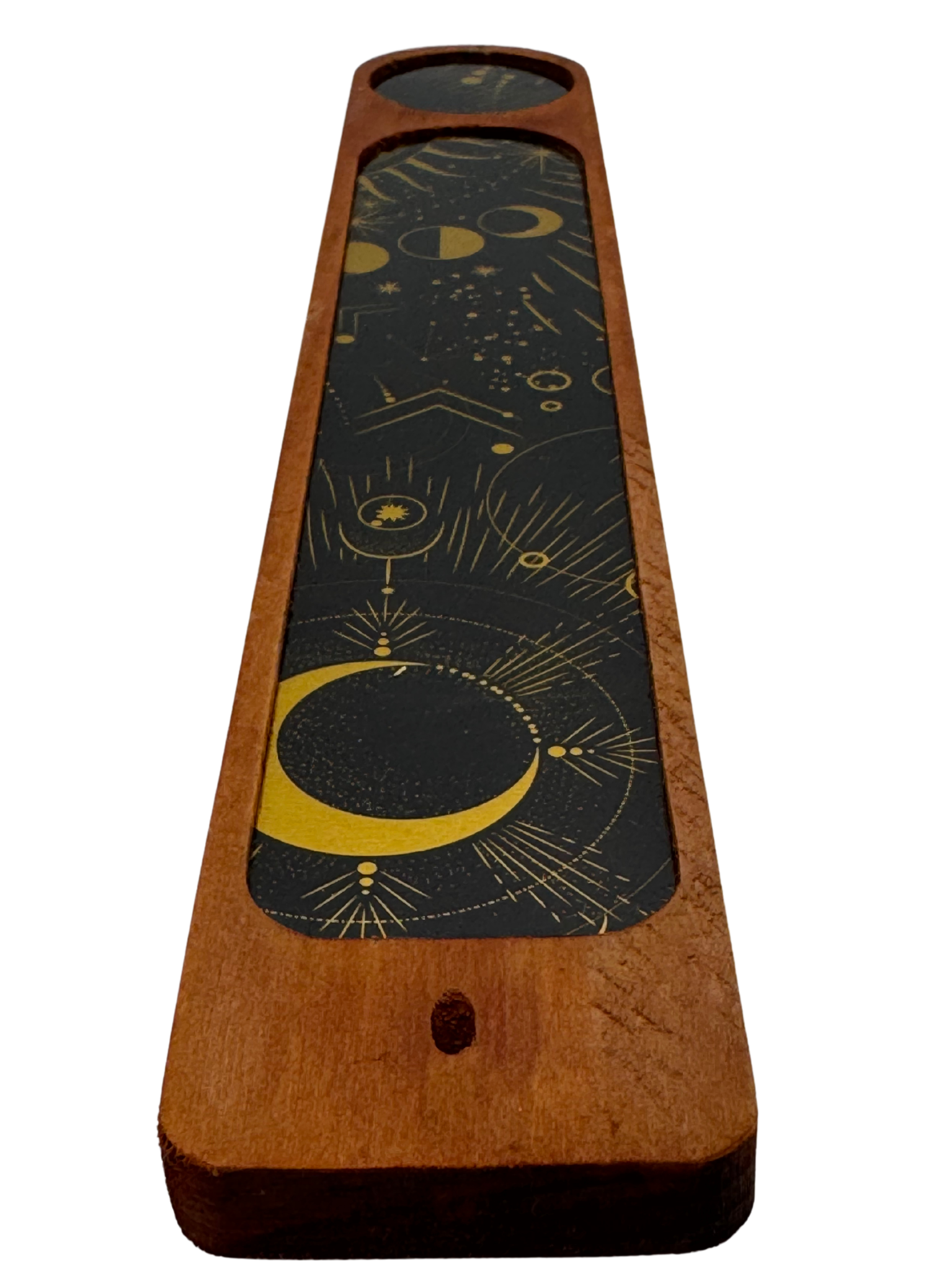 Räucherstäbchenhalter – Pappelholz mit Mond & Sternen