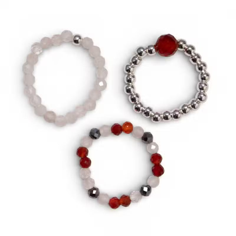 Nymph Spirit Edelstein Ring Set Love & Flame, Rosenquarz und Rubin