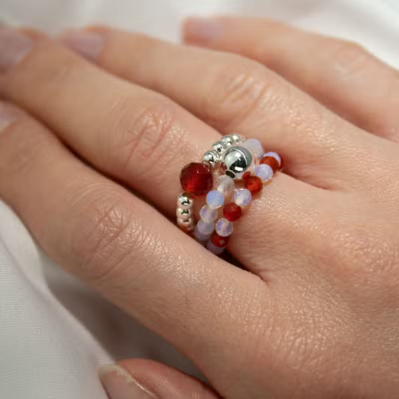 Nymph Spirit Edelstein Ring Set Blood Moon, Rubin und Mondstein