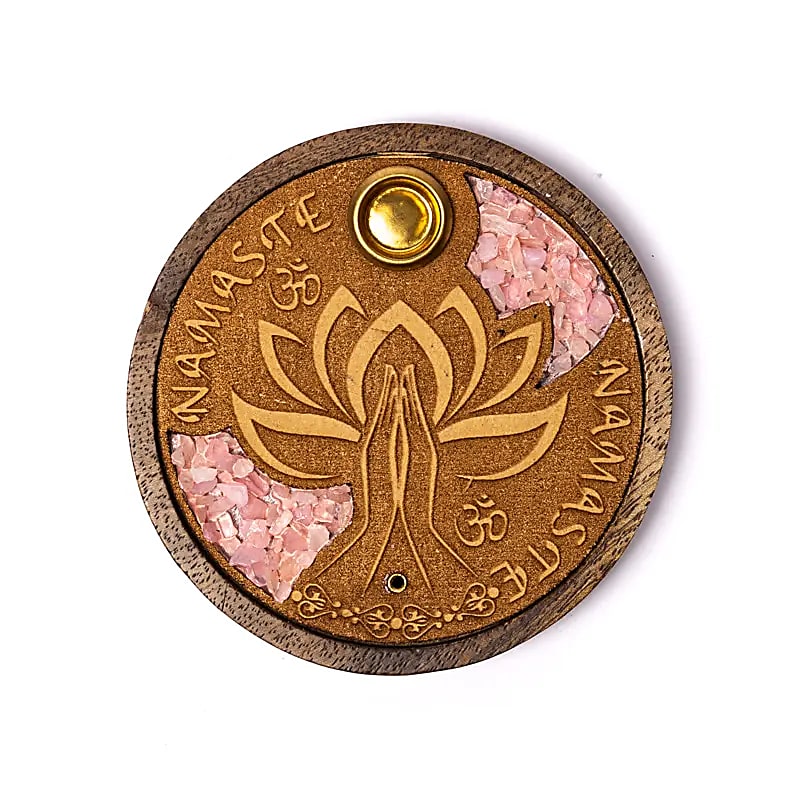 Räucherstäbchen- & Kegelhalter „Namaste“ mit Rosenquarz – Herzverbundenheit & stille Achtung 💗