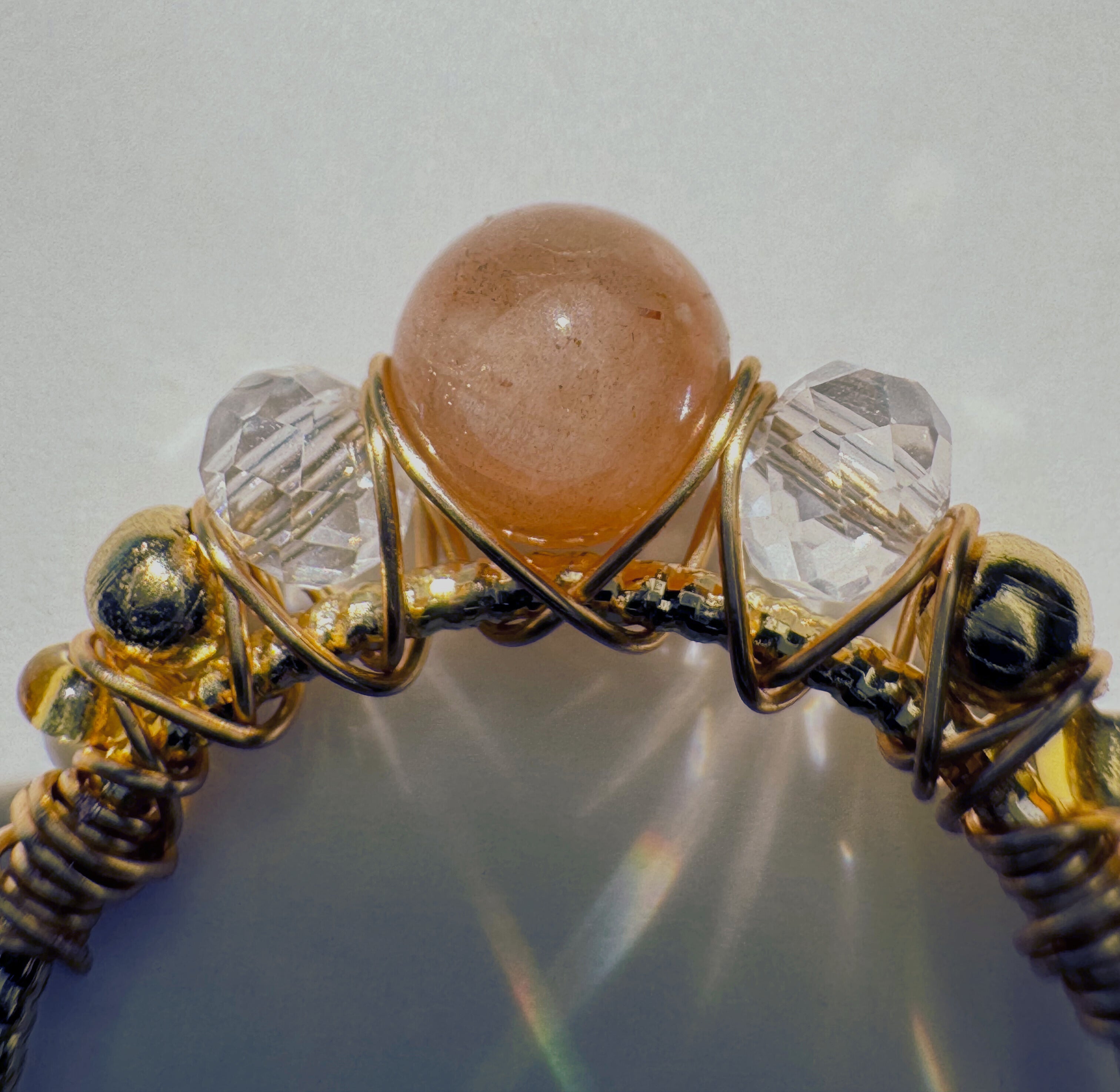 Verstellbarer Sonnenstein-Ring – Marquise Design, 18K vergoldet