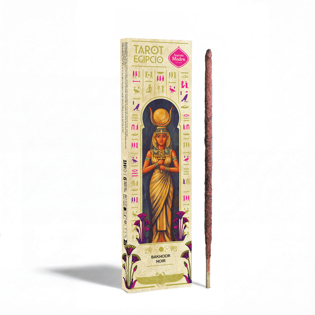 Sagrada Madre | Ägyptisches Tarot Bakhoor Noir Räucherstäbchen mit 2 Tarotkarten | Schutz & Transformation