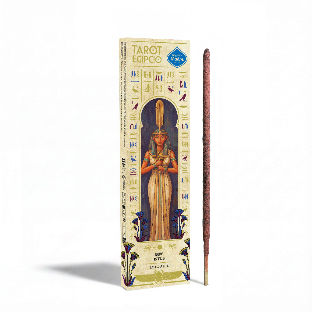 Sagrada Madre | Ägyptisches Tarot Blauer Lotus Räucherstäbchen mit 2 Tarotkarten | Intuition & Erwachen