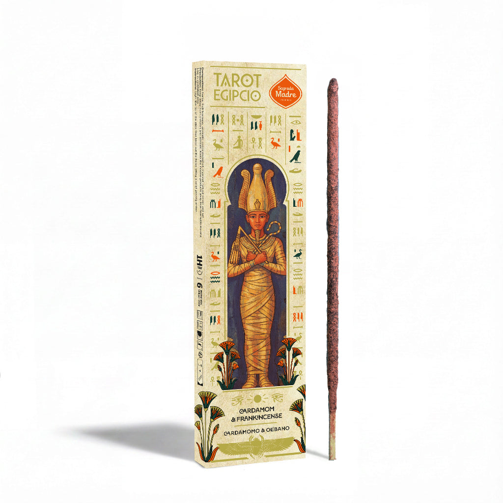 Sagrada Madre | Ägyptisches Tarot Kardamom & Olibanum Räucherstäbchen mit 2 Tarotkarten | Klarheit & Transformation