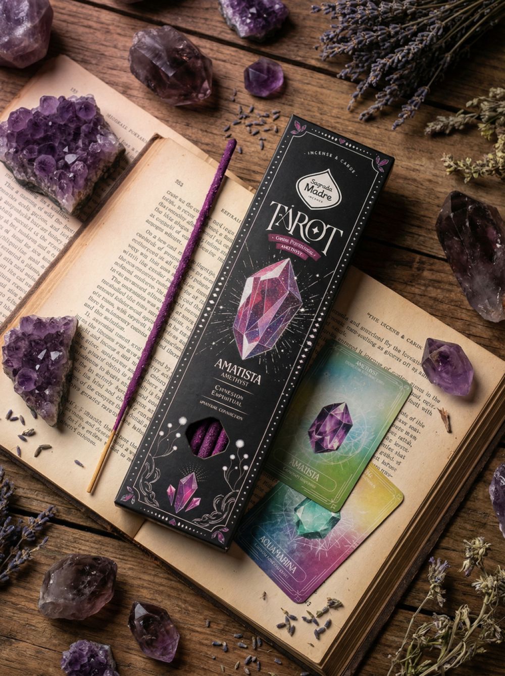 Sagrada Madre Tarot Gems Räucherstäbchen – Amethyst, Veilchen & Lavendel