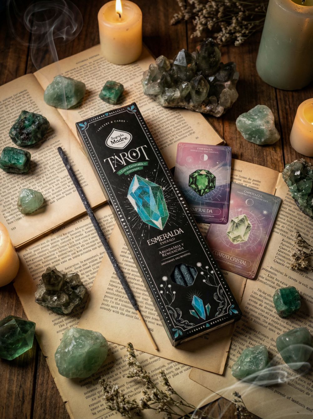 Sagrada Madre Tarot Gems Räucherstäbchen – Smaragd, Zitrone & Lavendel