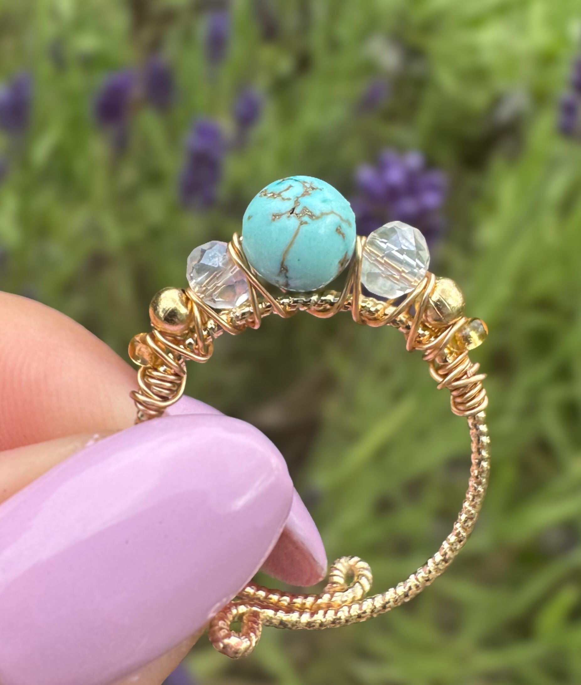 Verstellbarer Türkis-Ring – Marquise Design, 18K vergoldet