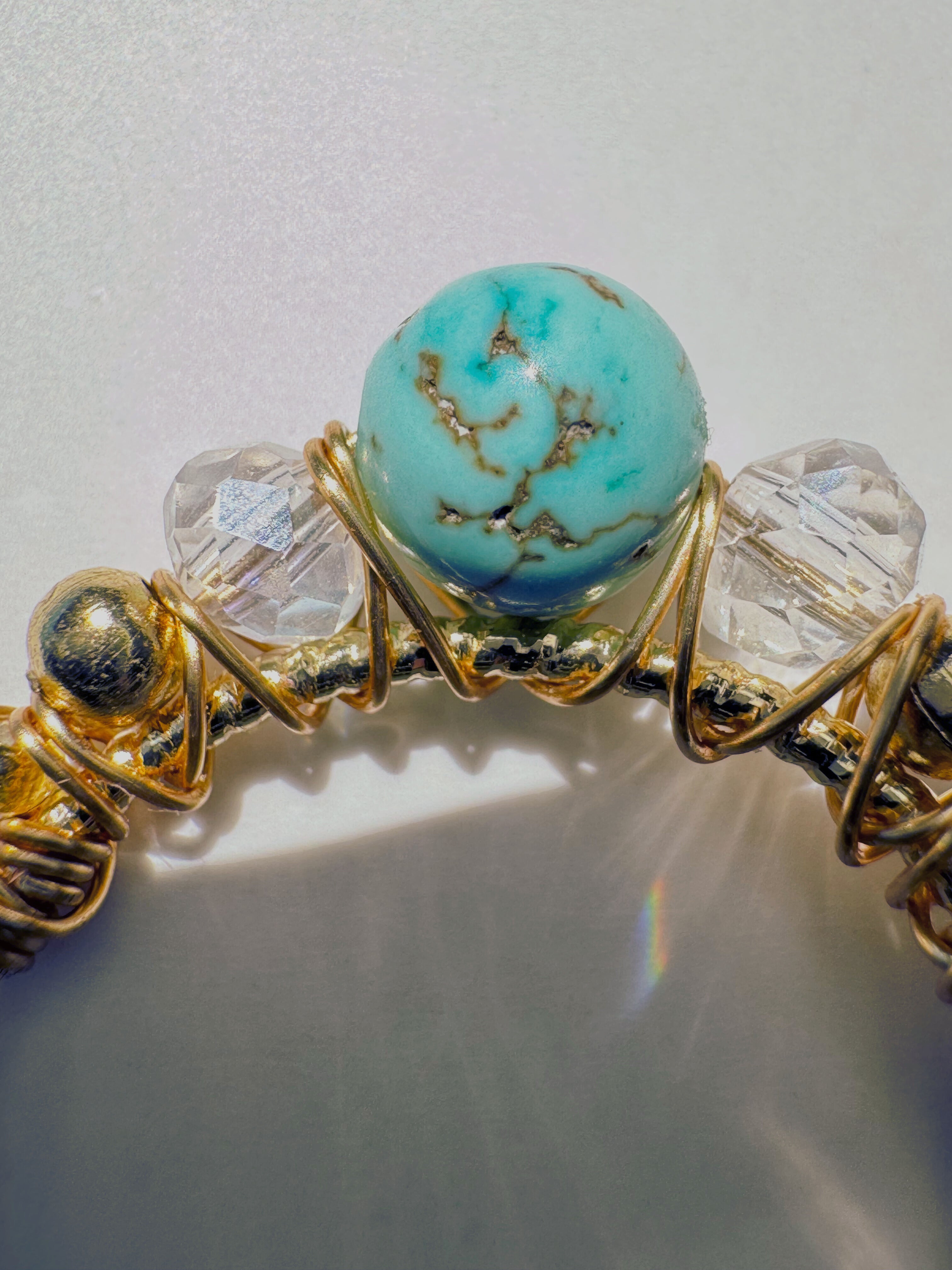 Verstellbarer Türkis-Ring – Marquise Design, 18K vergoldet