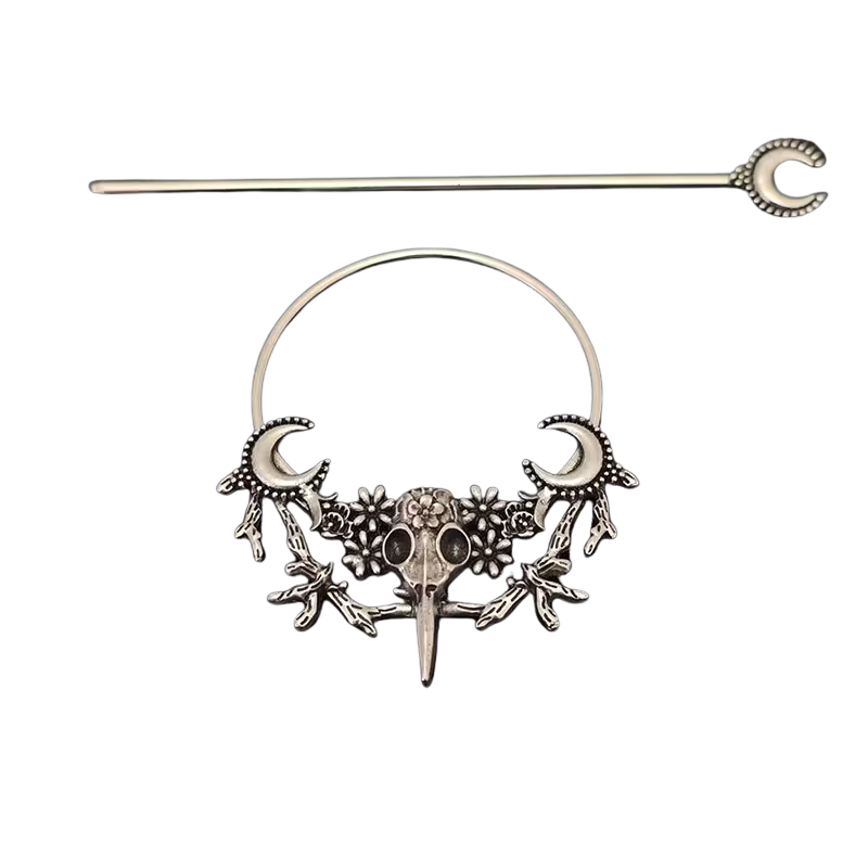 Vintage-Haarnadel „Rabenmond“ aus Silbermetall